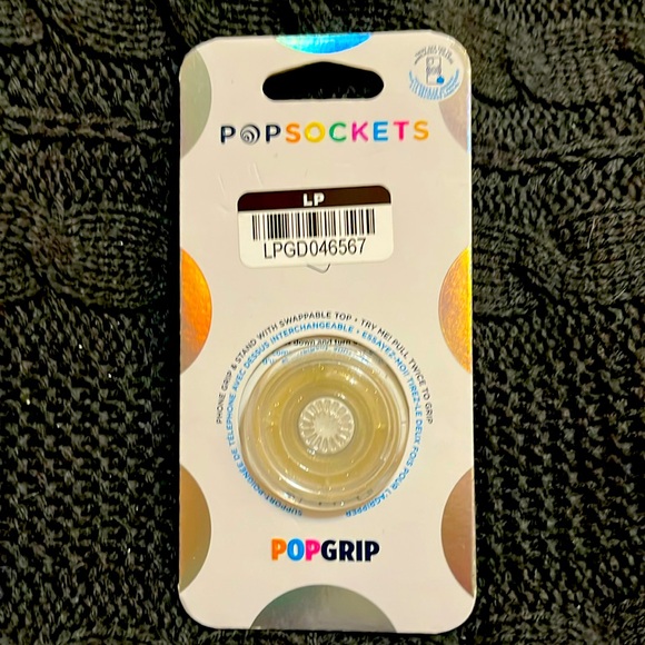 NIP NWT Popsockets Popgrip for cellphone clear with glitter - Picture 1 of 7